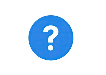 A bright, smooth, light-blue circle contains a bold, white question mark