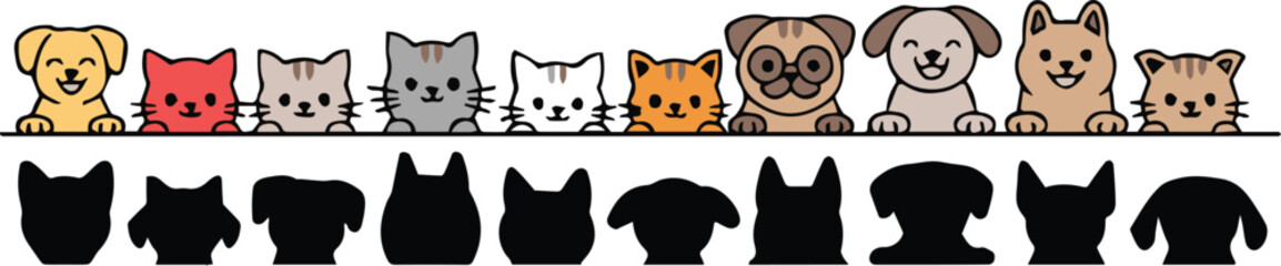 vector clipart of cartoon animal faces matching silhouettes educational puzzle for preschoolers ai eps jpeg png