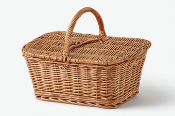 Rectangular wicker picnic basket with lid (1)