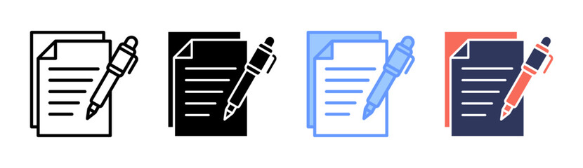 Text Summarization Icon Set Multiple Style Collection