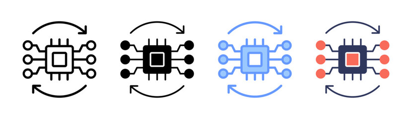 Algorithms Icon Set Multiple Style Collection