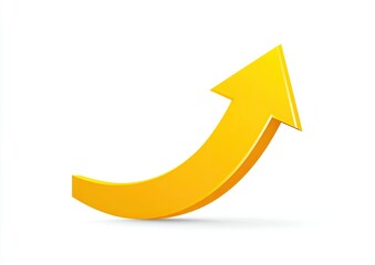 Bright yellow curved arrow pointing up