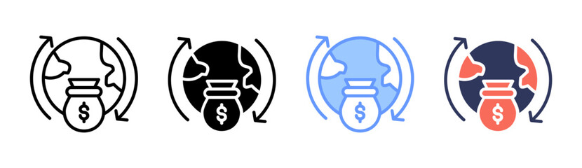 Circular Economy Icon Set Multiple Style Collection