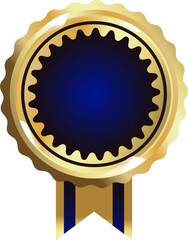 Golden Luxury Badge with Ribbon for Certificate, Award, or Premium Label Design