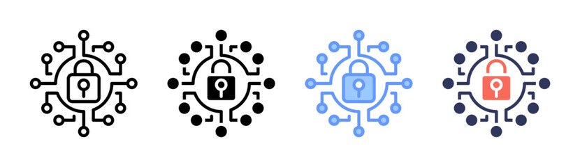 Cyber Security Icon Set Multiple Style Collection