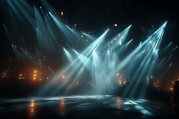 Bright white beams forming cinematic X stage light high resolution picture