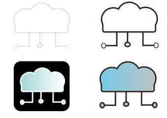 Versatile digital AI brain and cloud computing icon set. Symbolizing data connection, online storage, and intelligent network infrastructure