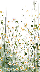 White And Green Wildflowers In A Summer Meadow