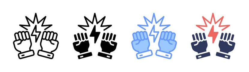 Fight Icon Set Multiple Style Collection