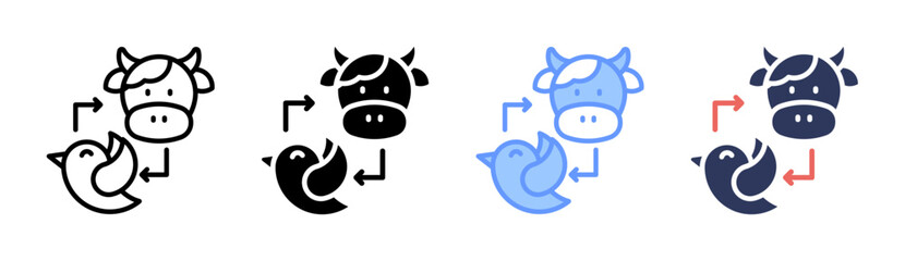 Obraz premium Livestock Cycle Icon Set Multiple Style Collection