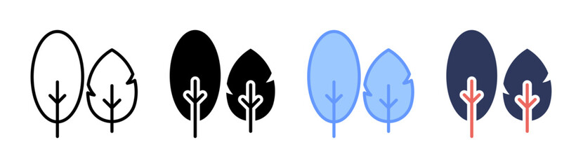Trees Icon Set Multiple Style Collection