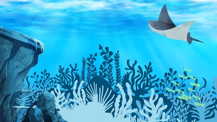 underwater scene with fish