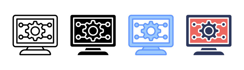 Digital Engineering Icon Set Multiple Style Collection
