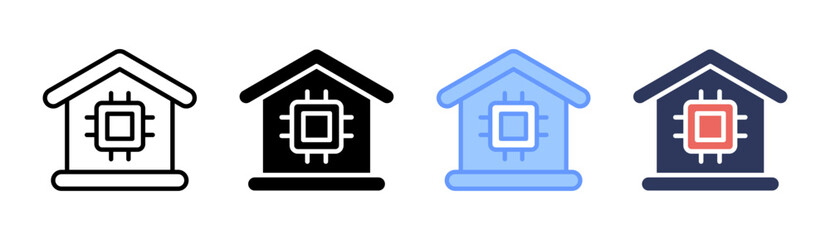 Smart Chip Icon Set Multiple Style Collection