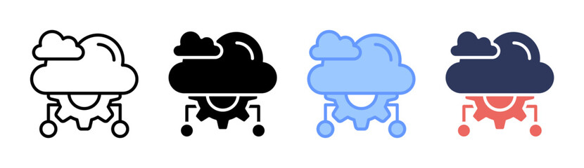 Cloud Processing Icon Set Multiple Style Collection