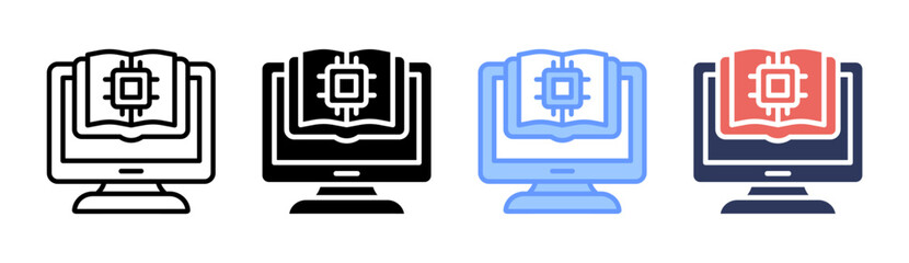 Obraz premium Ai Learning Icon Set Multiple Style Collection