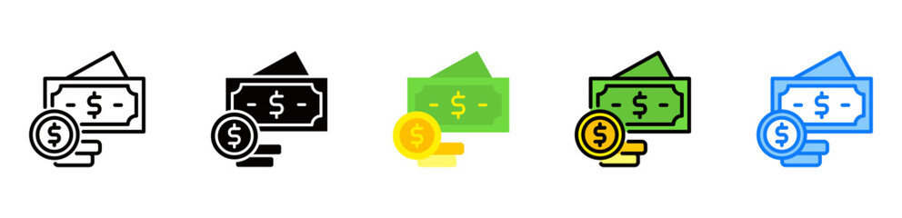Cash icon multiple style 