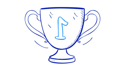Blue doodle trophy with number one award winner