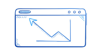 Blue graph with upward arrow on white background chart data