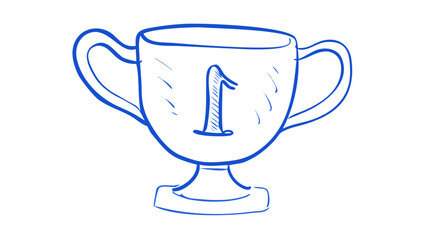 Blue trophy with number one award winner