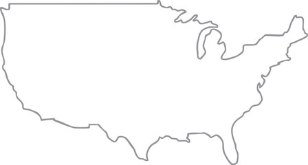 USA Map Outline Grey High Detailed