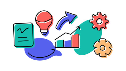 Business process flow with icons finance