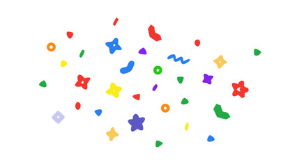 Colorful abstract shapes scattered on white vector