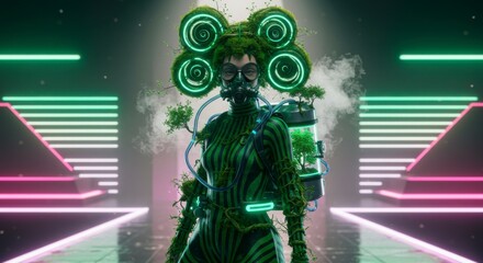 Bright, glowing abstract digital background with binary code and star pattern shapes