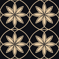 Obraz premium Luxury Black and White Floral Pattern | Stylish Geometric Tile Design for Fabric, Interior, Wallpaper, and Fashion | Classic Digital Texture with Ornamental Aesthetic and Sophisticated Elegance 