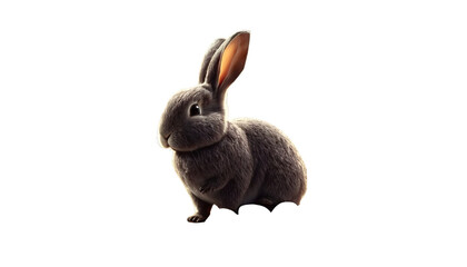 Obraz premium Cute gray rabbit against black background