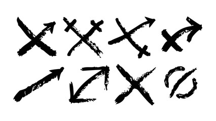Grunge Brush Style Arrows with Transparent Background stroke scratch