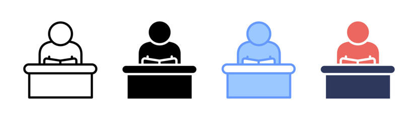 Public Speaking Icon Set Multiple Style Collection