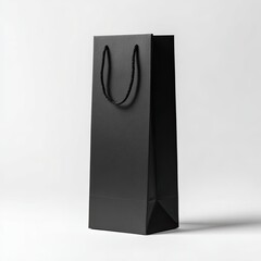 A black, matte, paper wine bag, simple and elegant