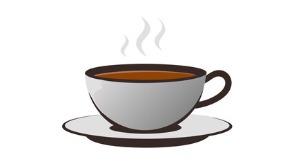 Hot coffee cup with steam on saucer vector