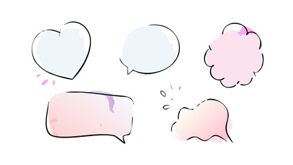 Pastel watercolor speech bubbles and shapes pink