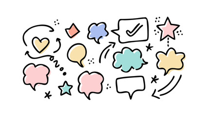 Playful pastel speech bubbles and stars pink blue