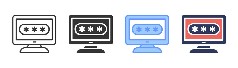 Password Security Icon Set Multiple Style Collection