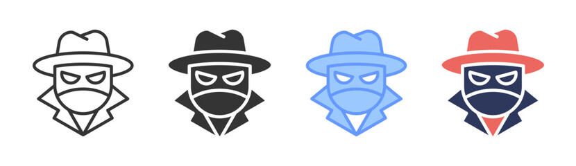 Undercover Agent Icon Set Multiple Style Collection