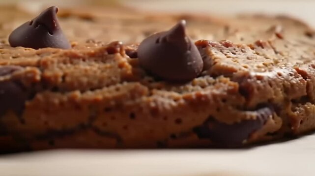 Close up chocolate chip cookie detail
