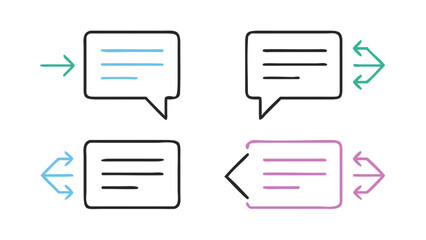 Speech bubble icons with directional arrows communication dialogue