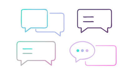 Speech bubble icons with gradient outlines speech bubbles chat icons