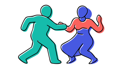 Teal and blue dancers in coral top dancing couple