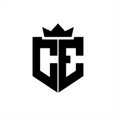 CE Vector image of a shield with a sharp geometric style and a pointed crown