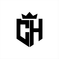 CH Vector image of a shield with a sharp geometric style and a pointed crown