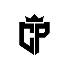 CP Vector image of a shield with a sharp geometric style and a pointed crown