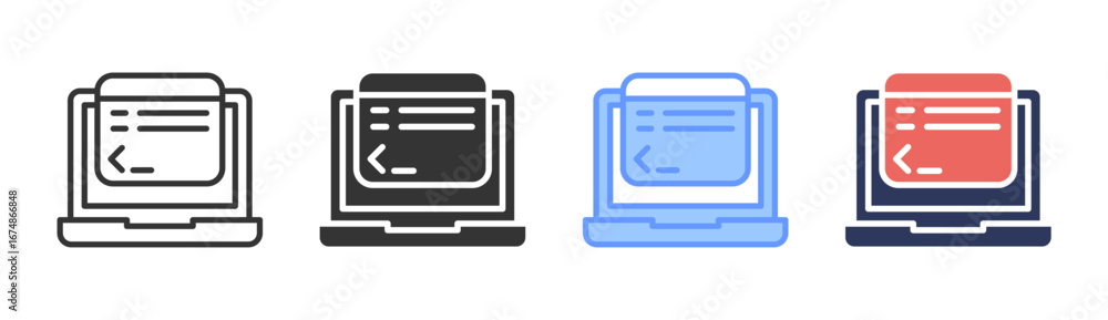Wall mural command line icon set multiple style collection