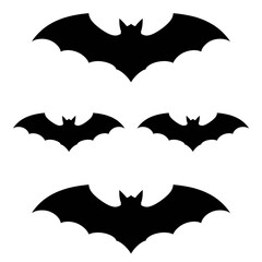 Dynamic Halloween bats silhouettes soaring against a dark night sky, perfect for spooky designs