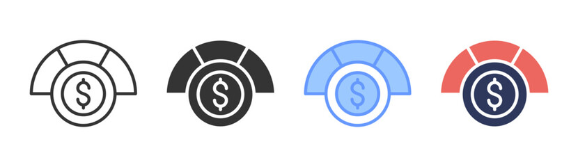 Financial Target Icon Set Multiple Style Collection