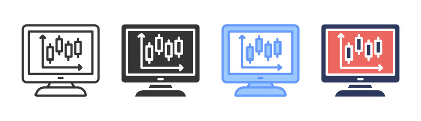 Stock Trading Icon Set Multiple Style Collection