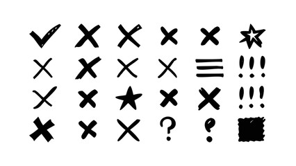 Assorted Markings and Symbols check mark cross